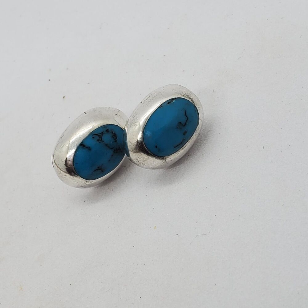 Sterling Silver and Torquoise Stud Earrings 925